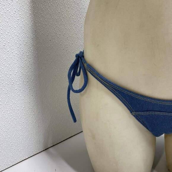 NEW UNDERSTATED Leather Women’s Bootscoot Bikini Set Denim Blue Size M - Picture 9 of 15